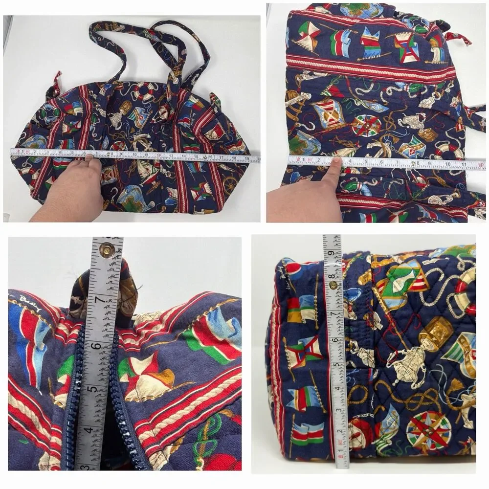 Vera Bradley Regatta 1994 Vintage Navy Duffel Travel Bag Retired - Picture 14 of 16